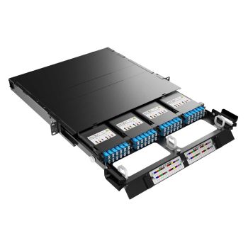 Оптичен панел 1U с 4 касети за 12 SC симплекс адаптера  - 1