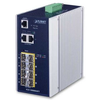 Industrial 8 100/1000X SFP + 2-Port 10/100/1000T Managed Switch (-40~75 degrees C) Planet - Тайван - 1