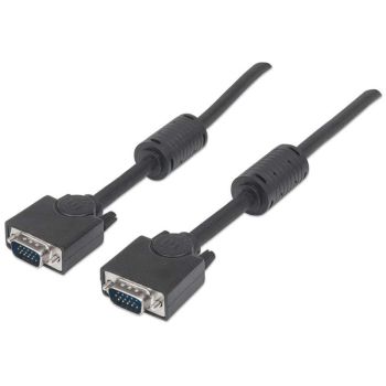 SVGA/HDTV Кабел, M-M, с ферити, черен Manhattan - 1
