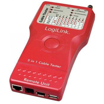 Тестер за мрежови кабели RJ11/12/45, ISDN, USB и BNC LogiLink - 1