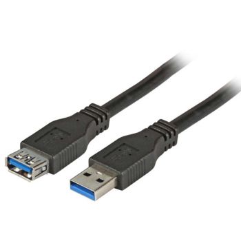 USB 3.0 Extension Cable A-A, M-F, black  - 1
