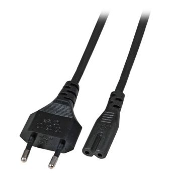 Notebook power cable Euro - C7 180°, black  - 1