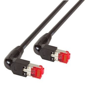 RJ45 Patch cable S/FTP, Cat.6A, Angled Plugs 90°, black  - 1