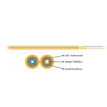 Zip twin кабел дуплекс, I-V (ZN)H 2x1G, OM2, оранжев