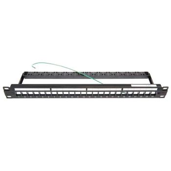 Пач панел Flush mount 24 порта, празен, черен