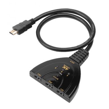 HDMI 1.4 суич 3x1 порта, 4K, 0.50 м дължина на кабела, черен - 1