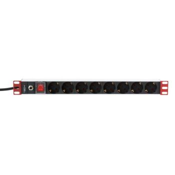 19“ PDU 8xSchuko switch 3 m cable blacк surge protection