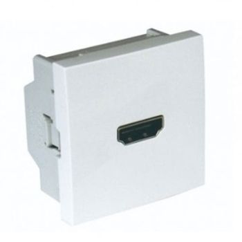 HDMI Socket Screw Connection - 2 Modules, white