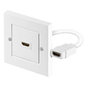 Single HDMI UHD Wall Socket, Gold-plated, White, Goobay