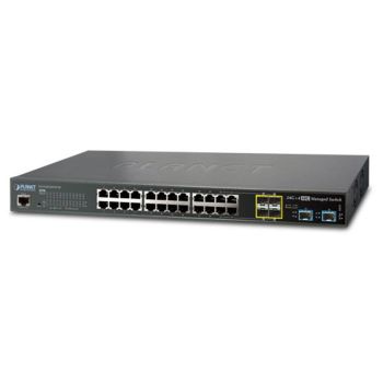 Управляем суич L2+ 24-порта10/100/1000T + 4-споделени порта SFP + 4-порта 10G SFP+ Planet - Тайван - 1