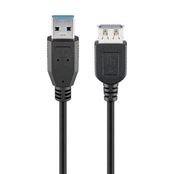USB3.0 Extension Cable A-male to A-female, Black, Goobay