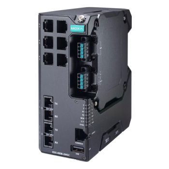 Managed switch with 6x10/100BaseT(X) + 2x100BaseFX multi-mode SC ports, Moxa