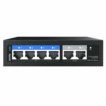 6 Ports Cloud-Managed PoE суич, 4 PoE + 2 Uplink