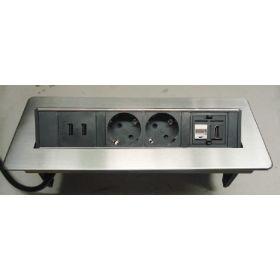 Модул за работно място 2xШуко контакта, 2xUSB порта, 1xHDMI, 1xRG45 CONNBOX - 1