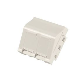Модул под ъгъл 45 градуса 2хRJ45, празен, бял  - 1