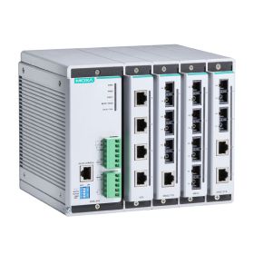 Modular managed switch for 4x4 port 10/100BTX or 100BaseFX interface modules, Moxa